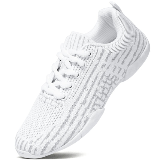 BAXINIER Cheer Shoes for Women White Cheerleading Athletic Dance Shoes Girls Flats Tennis Walking Sneakers