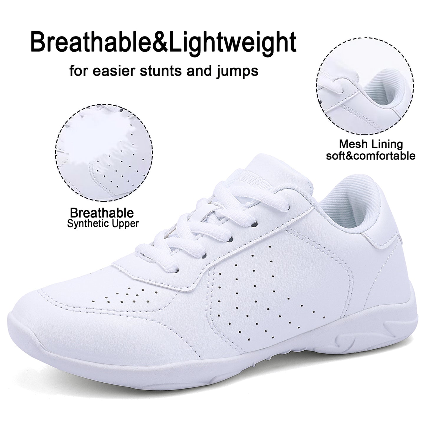 BAXINIER Cheerleading Shoes Lightweight Cheer Sneakers Women Running Sneakers
