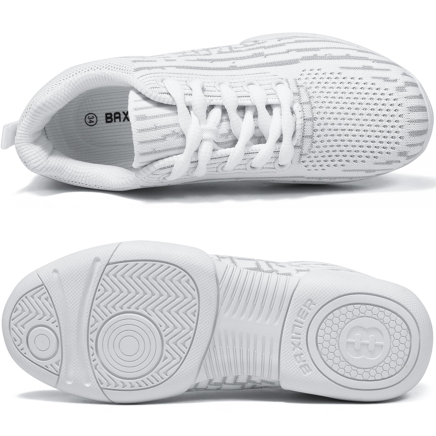 BAXINIER Sapatos de Torcida para Mulheres Brancos Sapatos de Dança Atléticos de Líderes de Torcida Meninas Flats Tênis Tênis de Caminhada