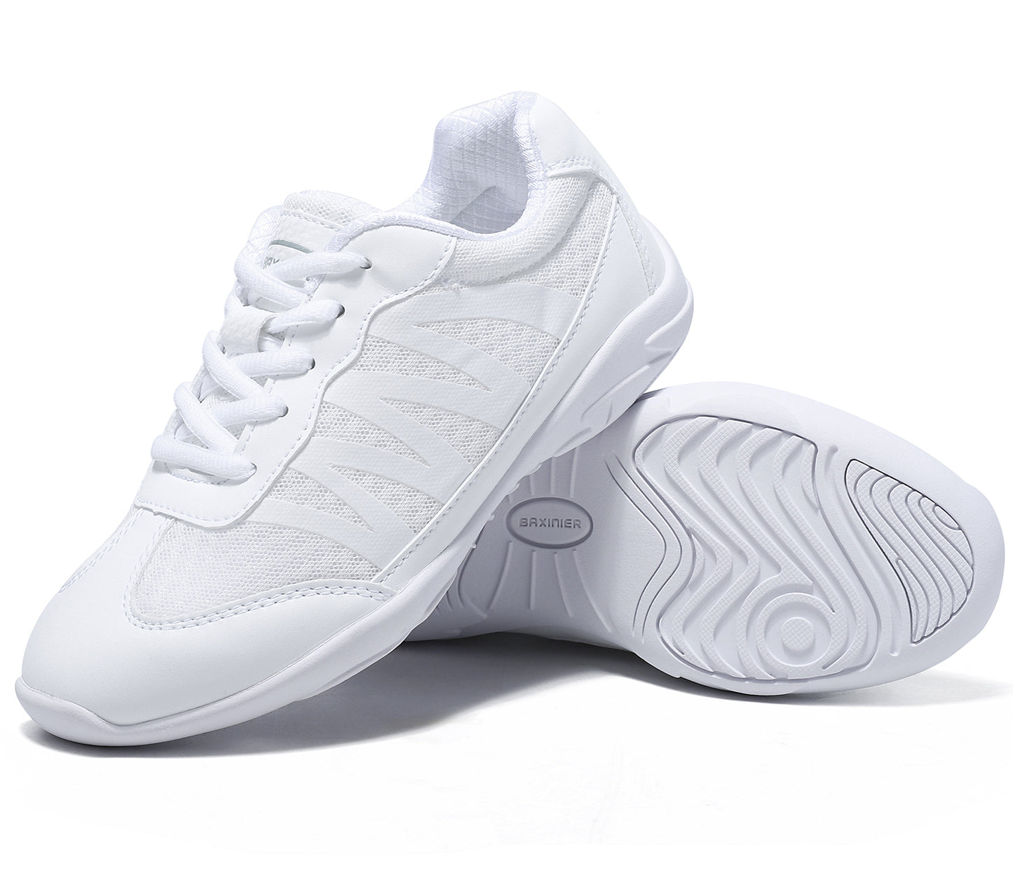 BAXINIER All White Cheer Shoes For Girls Breathable Youth Cheerleading Competition Sneakers Athletic Training Dance Tennis Walking Shoes for Girls