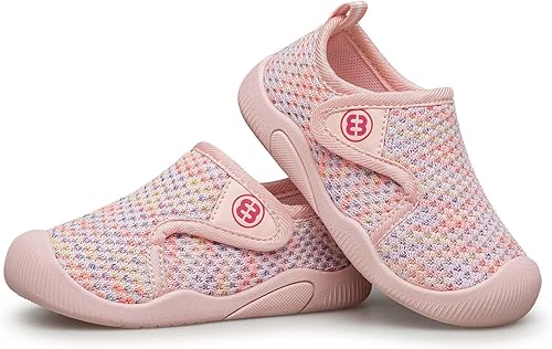 BAXINIER Toddler Tennis Shoes Boys Girls Lightweight Breathable Barefoot Shoes Wide Kids Slip On Sneakers