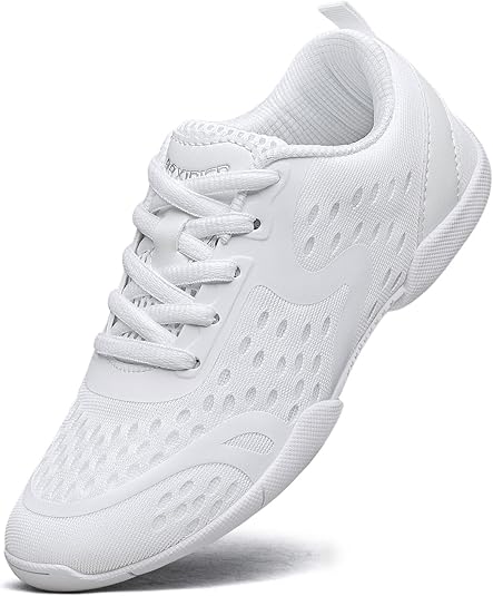 Girls White Cheerleading Shoes Breathable Youth Cheer Sneakers Cheerleader Competition Athletic Training Dance Tennis Shoes