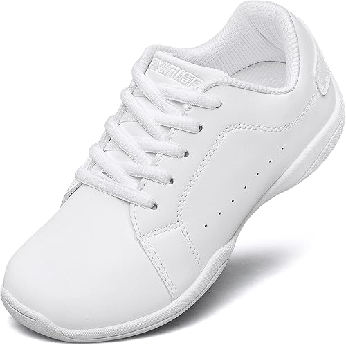 BAXINIER White Cheer Shoes for Girls Wide Toe Box Lightweight Youth Cheer Competition Shoes Athletic Gymnastics Training Dance Sneakers