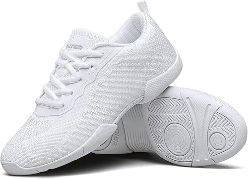 BAXINIER White Cheer Shoes for Girls Youth Cheerleading Shoes Breathable Tumbling Gymnastics Competition Tennis Dancing Sneakers