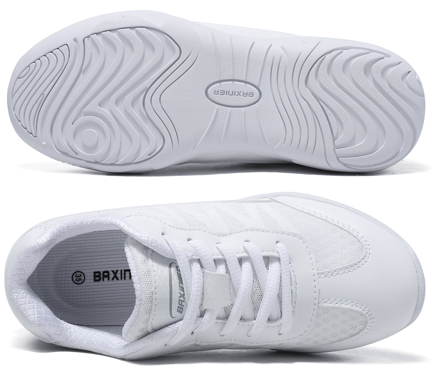BAXINIER All White Cheer Shoes For Girls Breathable Youth Cheerleading Competition Sneakers Athletic Training Dance Tennis Walking Shoes for Girls