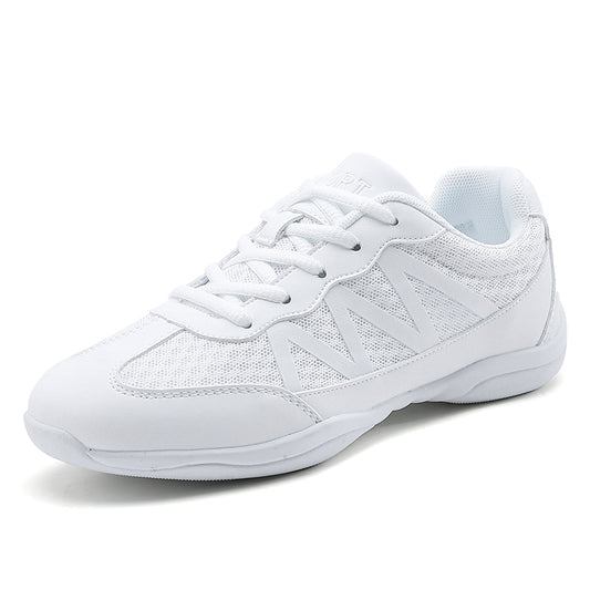 BAXINIER Youth Girls White Cheerleading Shoes Breathable Youth Cheer Competition Sneakers Athletic Training Dance Tennis Walking Cheerleading Shoes for Girls