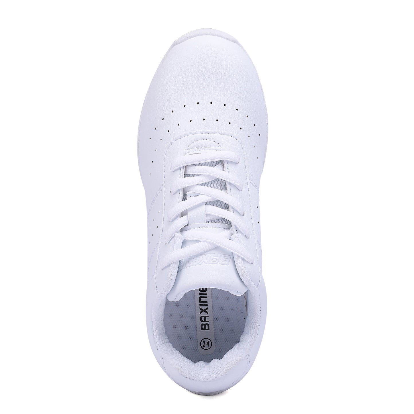 BAXINIER Youth Girls White Cheerleading Dancing Shoes Walking Breathable Competition Cheer Sneakers