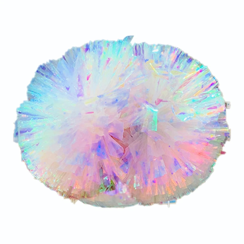 BAXINIER Flower Ball Cheerleader Pom Poms(6pair) Flower Ball Handle Rainbow Colorful Refueling Props