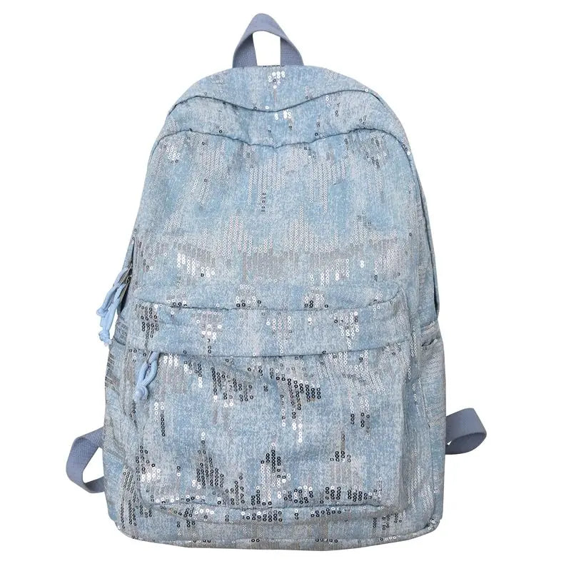 BAXINIER Sequin Backpack Large Capacity Schoolbag Travel Bag
