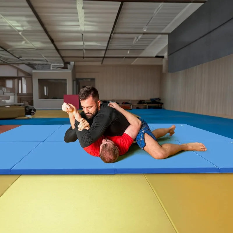 BAXINIER BalanceFrom Folding Gymnastics Mat, Home Gym Floor Tumbling Equipment, 4' x 10' x 2",blue