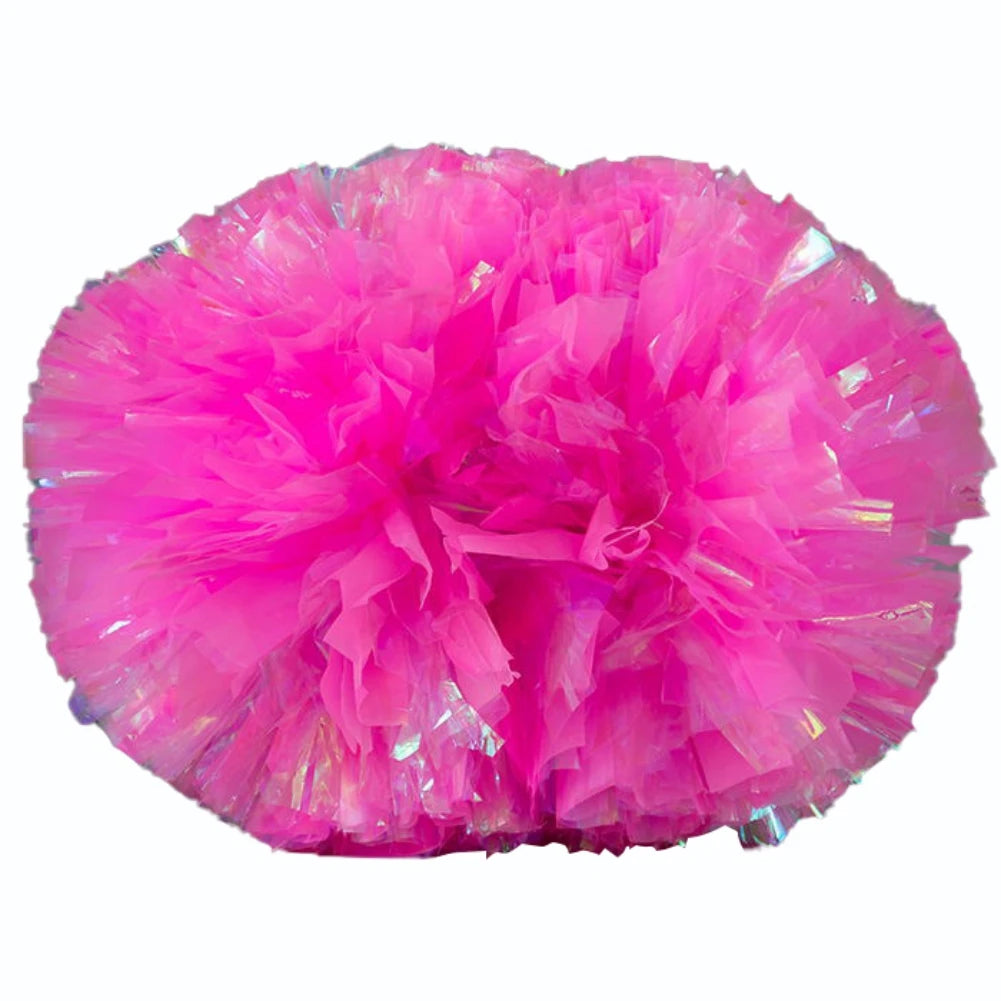 BAXINIER Flower Ball Cheerleader Pom Poms(6pair) Flower Ball Handle Rainbow Colorful Refueling Props