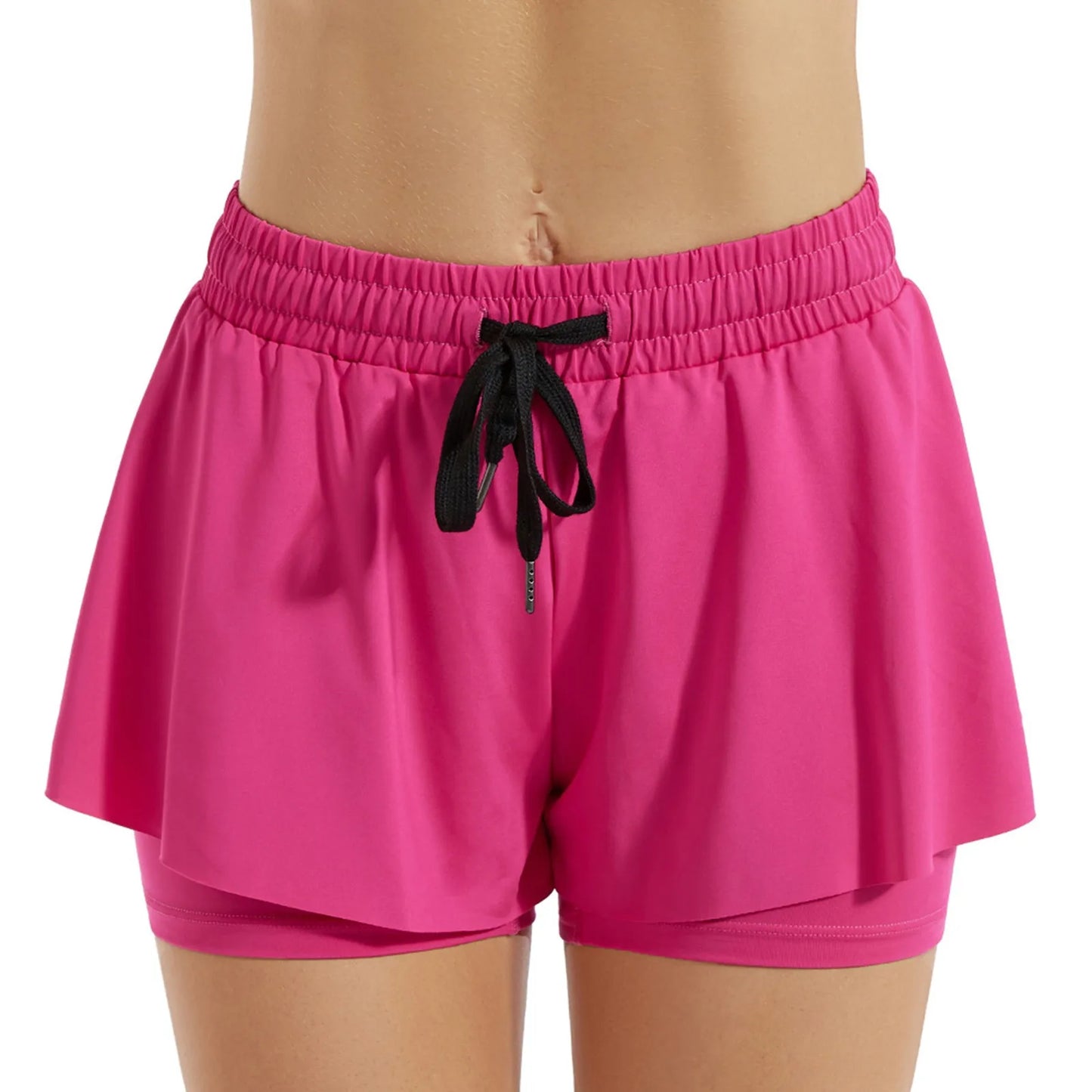 BAXINIER Cheerleading Sports Short Skirt 2 In 1 Yoga Shorts Side Fork Fitness Running Tennis Badminton Anti Exposure Skirt Gym Sportswear