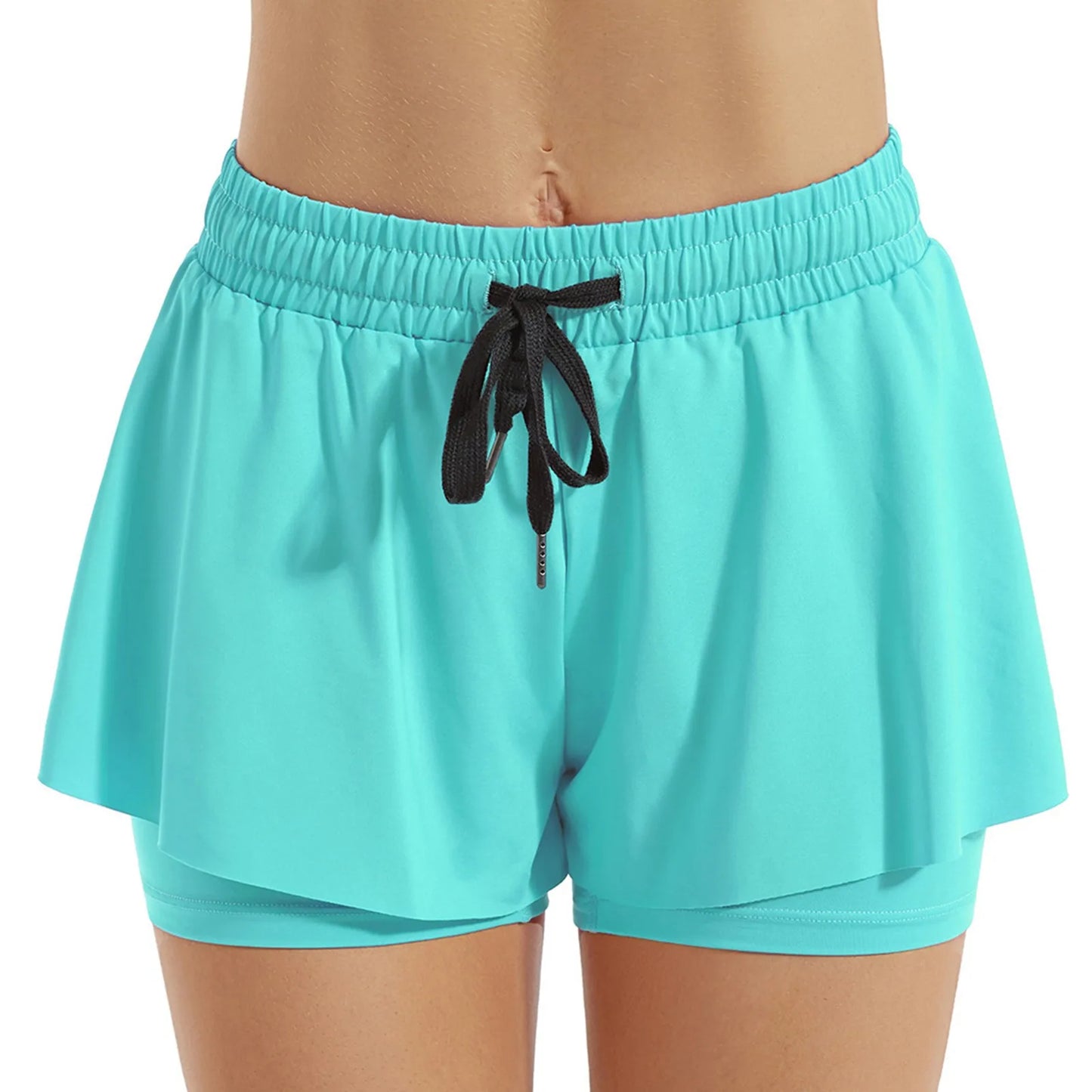 BAXINIER Cheerleading Sports Short Skirt 2 In 1 Yoga Shorts Side Fork Fitness Running Tennis Badminton Anti Exposure Skirt Gym Sportswear