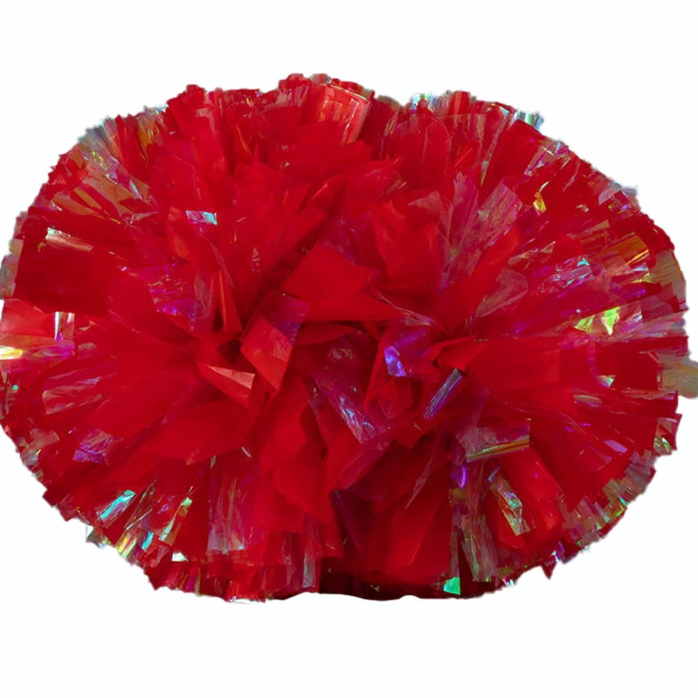 BAXINIER Flower Ball Cheerleader Pom Poms(6pair) Flower Ball Handle Rainbow Colorful Refueling Props