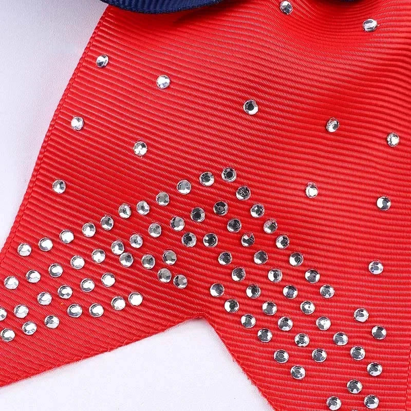 BAXINIER 12Pcs/set New 8" Cheer Bow For Women Girls Grosgrain Ribbon Hair Rope Hair Ties Elastic Rubber Band Girl Pigtail Holder