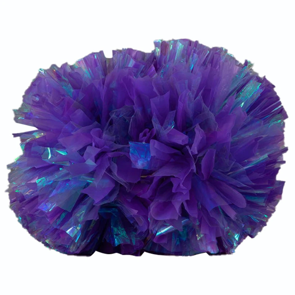 BAXINIER Flower Ball Cheerleader Pom Poms(6pair) Flower Ball Handle Rainbow Colorful Refueling Props