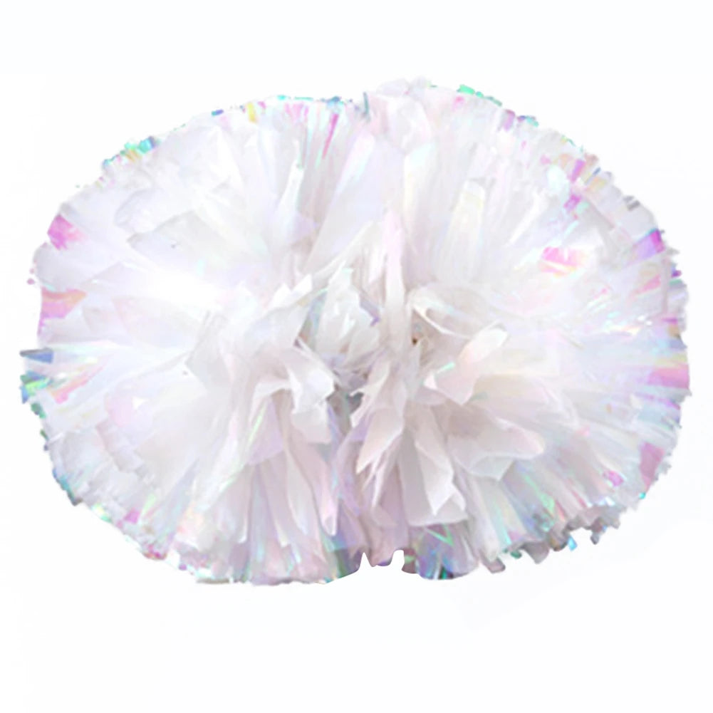 BAXINIER Flower Ball Cheerleader Pom Poms(6pair) Flower Ball Handle Rainbow Colorful Refueling Props