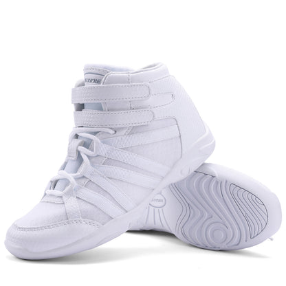 BAXINIER Meninas Branco Cano Alto Cheerleading Sapatos Leves Juventude Cheer Competição Tênis Treinamento Dança Tênis