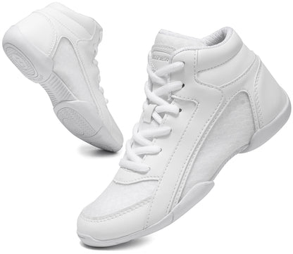 BAXINIER Meninas Cano Alto Branco Sapatos de Líder de Torcida Leves Jovens Mulheres Tênis de Dança de Torcida