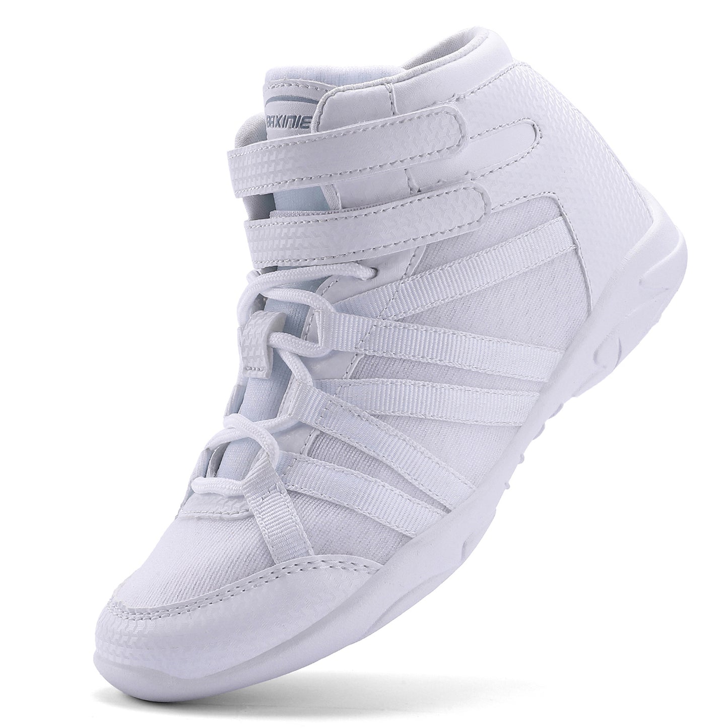 BAXINIER Meninas Branco Cano Alto Cheerleading Sapatos Leves Juventude Cheer Competição Tênis Treinamento Dança Tênis
