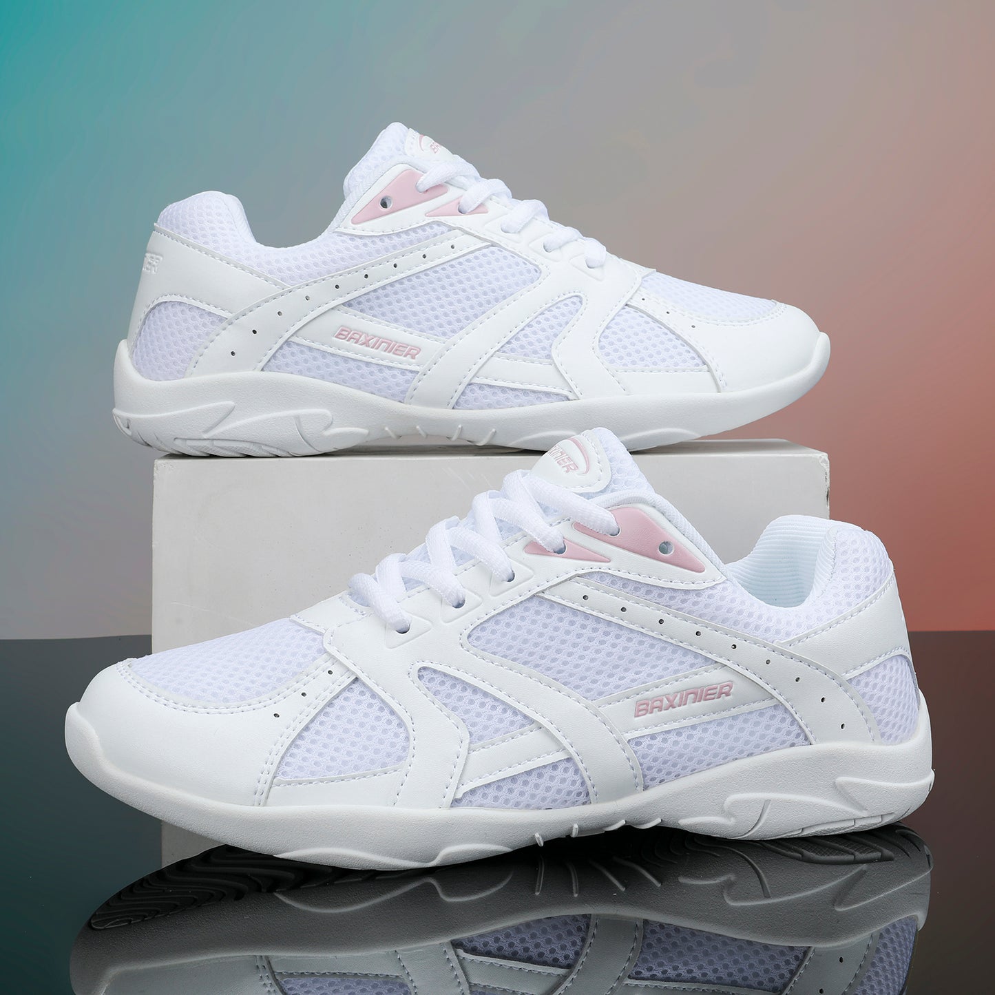BAXINIER Youth Girls Cheerleading Dancing Shoes Caminhada Respirável Competição Tênis