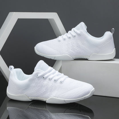BAXINIER Meninas Branco Malha Cheerleading Dança Sapatos Respirável Juventude Performance Cheer Tênis