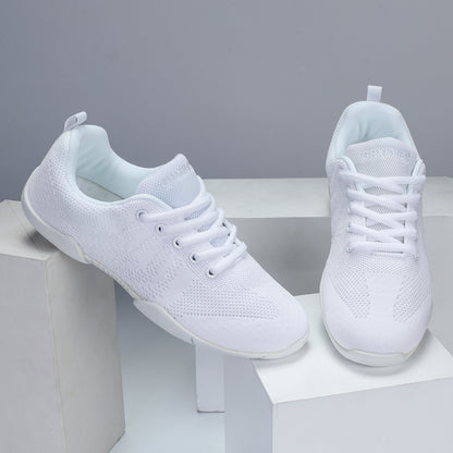 BAXINIER Meninas Branco Malha Cheerleading Dança Sapatos Respirável Juventude Performance Cheer Tênis