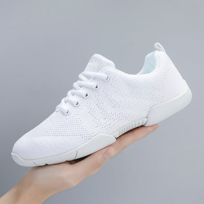 BAXINIER Meninas Branco Malha Cheerleading Dança Sapatos Respirável Juventude Performance Cheer Tênis