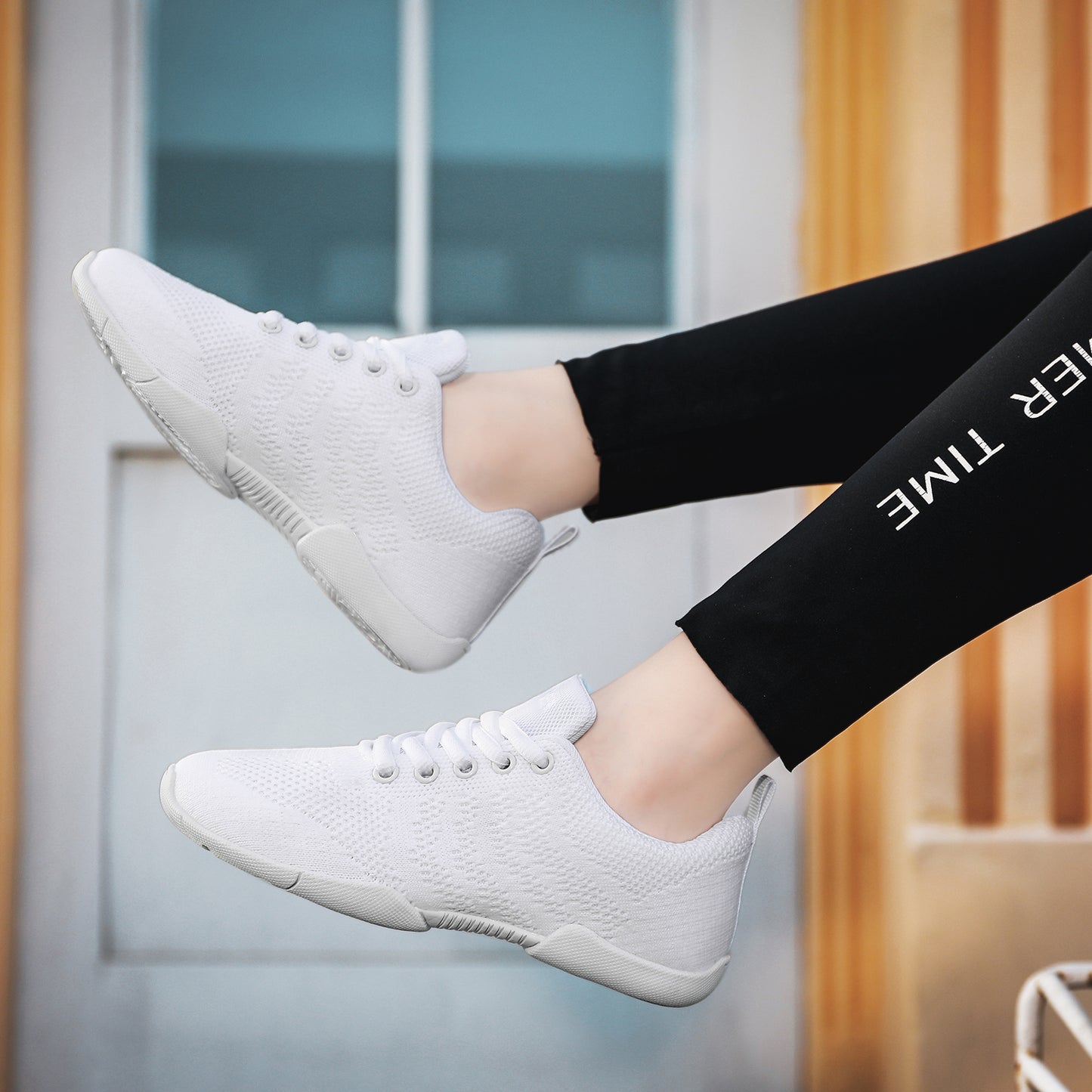 BAXINIER Meninas Branco Malha Cheerleading Dança Sapatos Respirável Juventude Performance Cheer Tênis