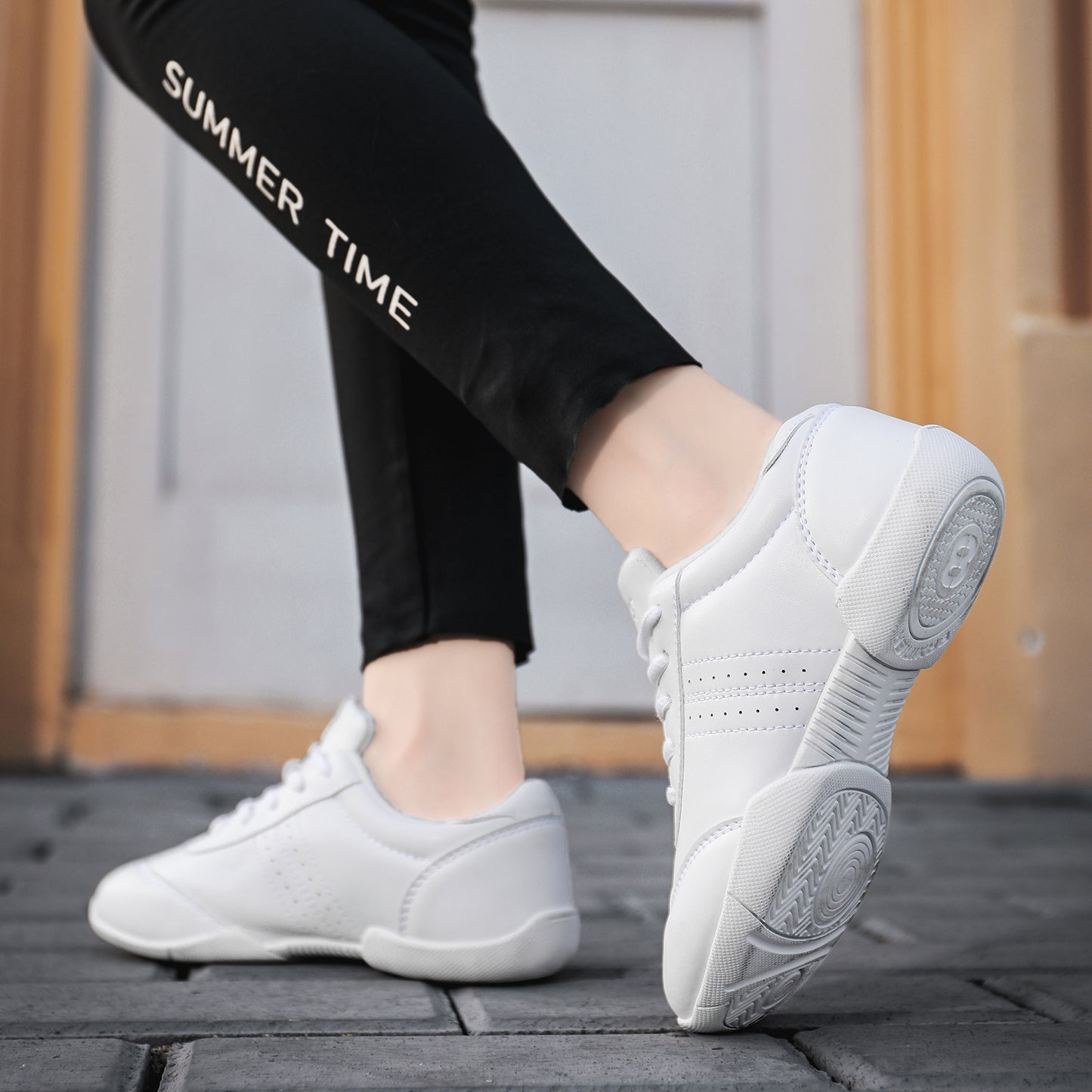 BAXINIER Branco Cheerleading Dança Sapatos Treinamento Atlético Tênis Caminhada Respirável Competição Cheer Sneakers
