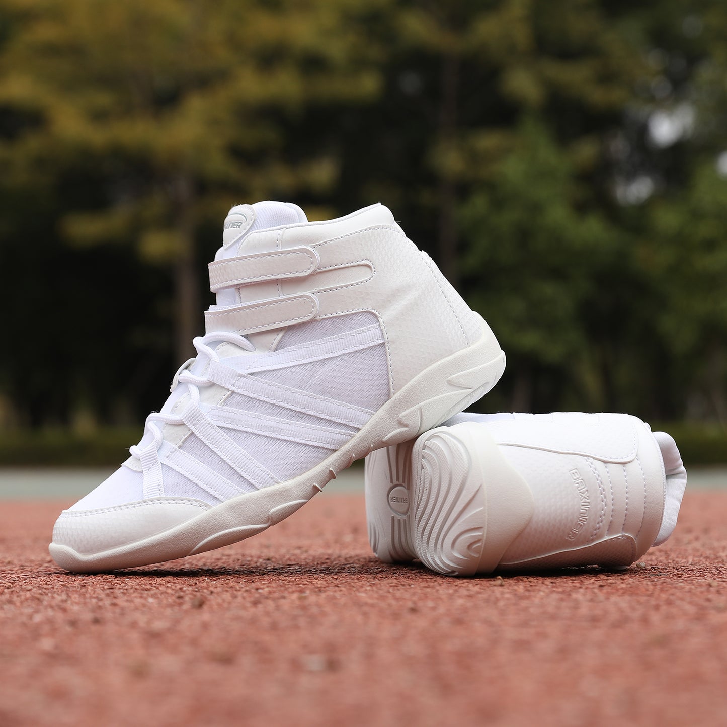 BAXINIER Meninas Branco Cano Alto Cheerleading Sapatos Leves Juventude Cheer Competição Tênis Treinamento Dança Tênis