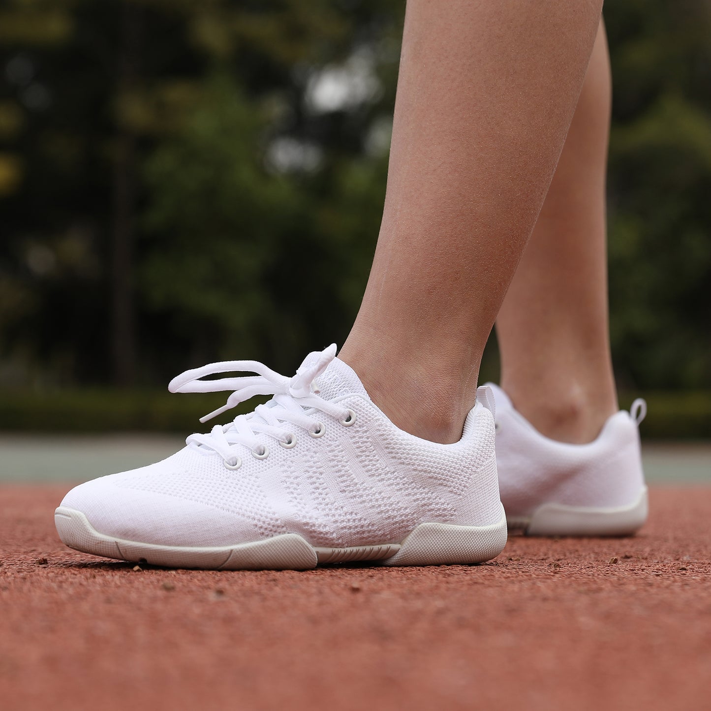 BAXINIER Meninas Branco Malha Cheerleading Dança Sapatos Respirável Juventude Performance Cheer Tênis