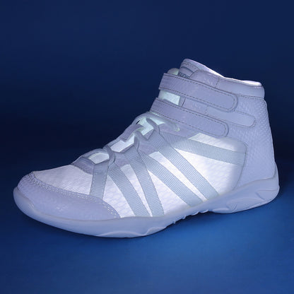 BAXINIER Meninas Branco Cano Alto Cheerleading Sapatos Leves Juventude Cheer Competição Tênis Treinamento Dança Tênis
