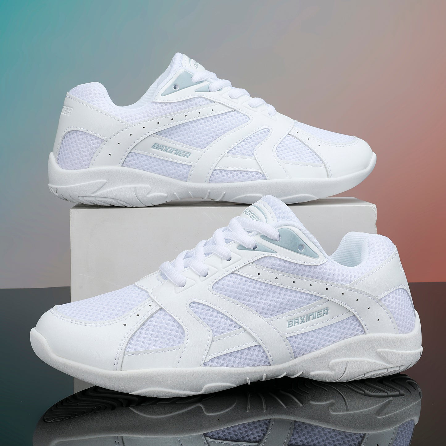 BAXINIER Youth Girls Cheerleading Dancing Shoes Caminhada Respirável Competição Tênis