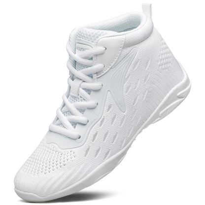 BAXINIER Sapatos de cano alto brancos para torcida, calçados leves para meninas, tênis de dança