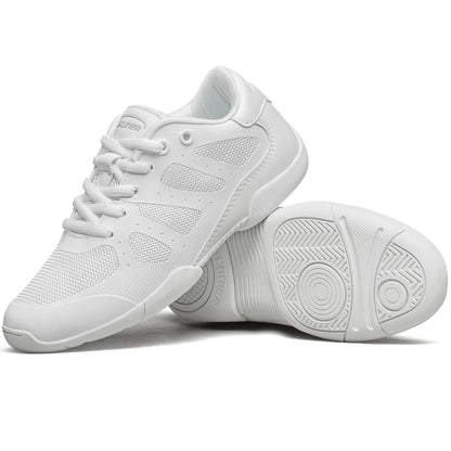 BAXINIER Girls Cheer Shoes Sapatos de dança de torcida brancos Tênis de competição para jovens