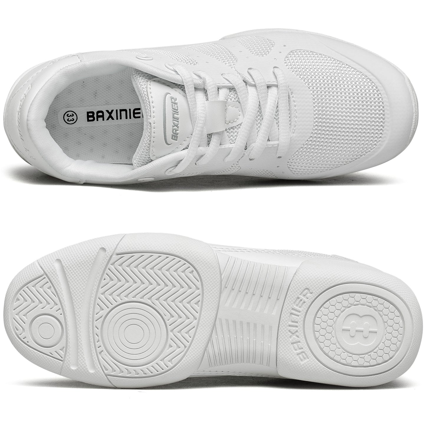 BAXINIER Girls Cheer Shoes Sapatos de dança de torcida brancos Tênis de competição para jovens