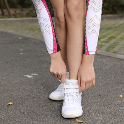 BAXINIER Meninas Branco Cano Alto Cheerleading Sapatos Leves Juventude Cheer Competição Tênis Treinamento Dança Tênis