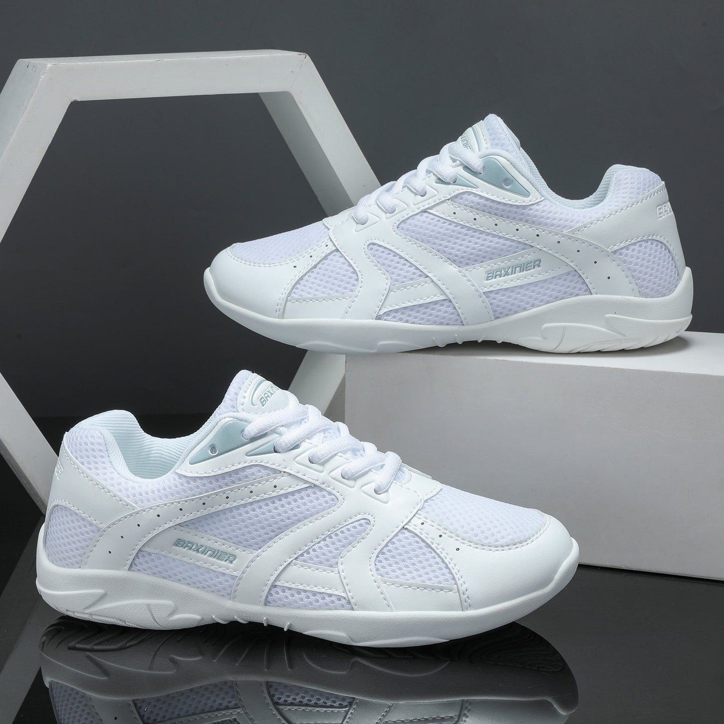 BAXINIER Youth Girls Cheerleading Dancing Shoes Caminhada Respirável Competição Tênis