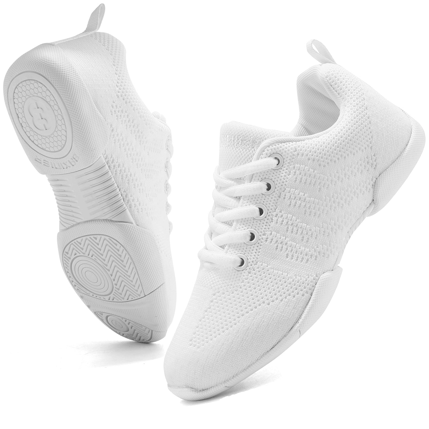 BAXINIER Meninas Branco Malha Cheerleading Dança Sapatos Respirável Juventude Performance Cheer Tênis