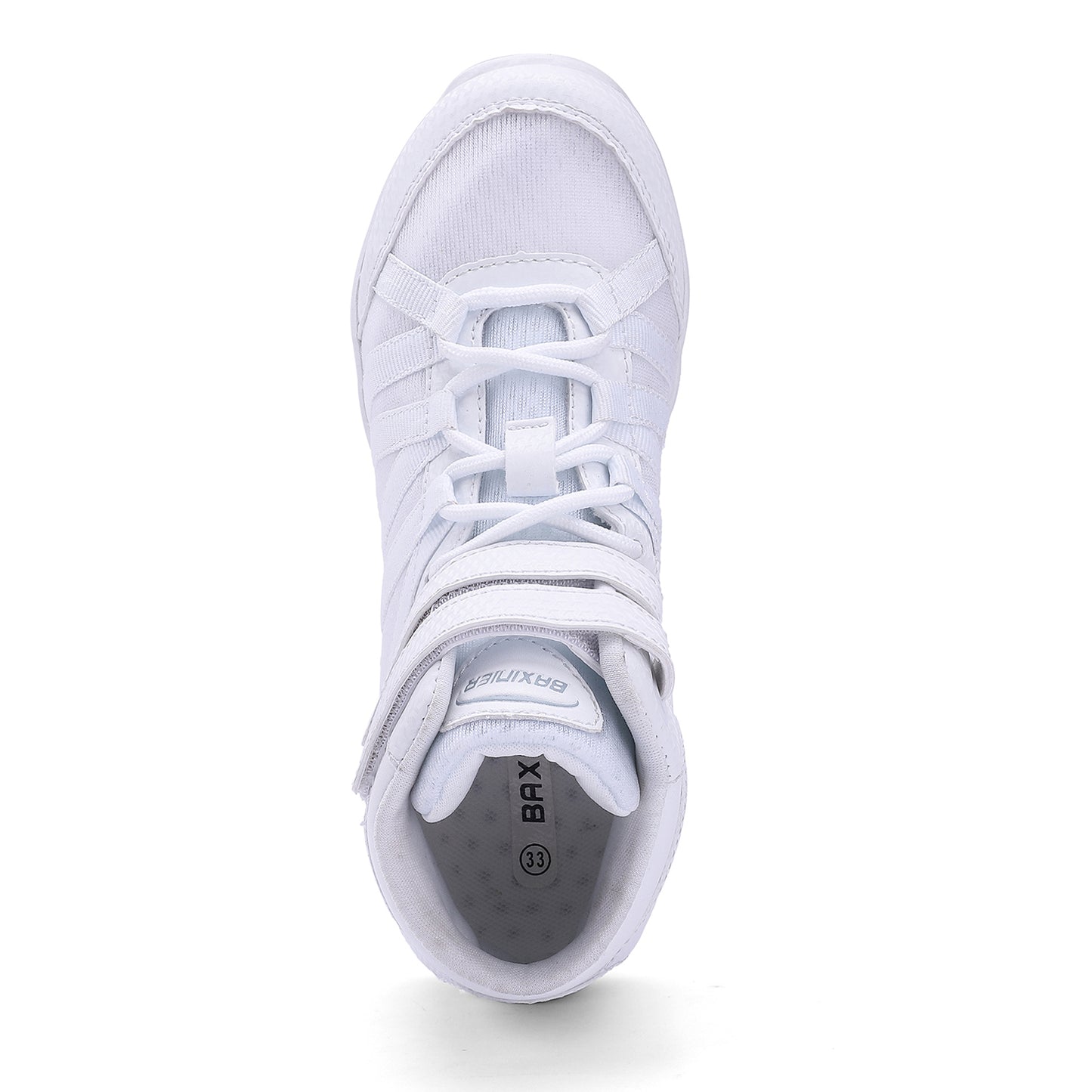 BAXINIER Meninas Branco Cano Alto Cheerleading Sapatos Leves Juventude Cheer Competição Tênis Treinamento Dança Tênis