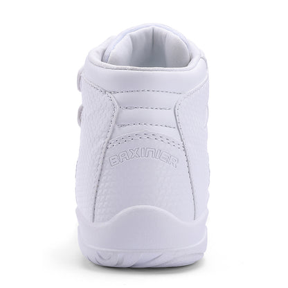 BAXINIER Meninas Branco Cano Alto Cheerleading Sapatos Leves Juventude Cheer Competição Tênis Treinamento Dança Tênis