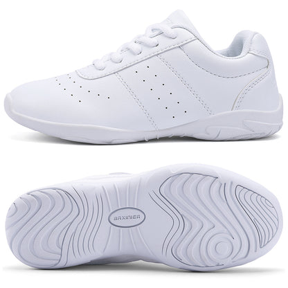 BAXINIER Youth Girls Branco Cheerleading Dança Sapatos Caminhada Respirável Competição Cheer Sneakers