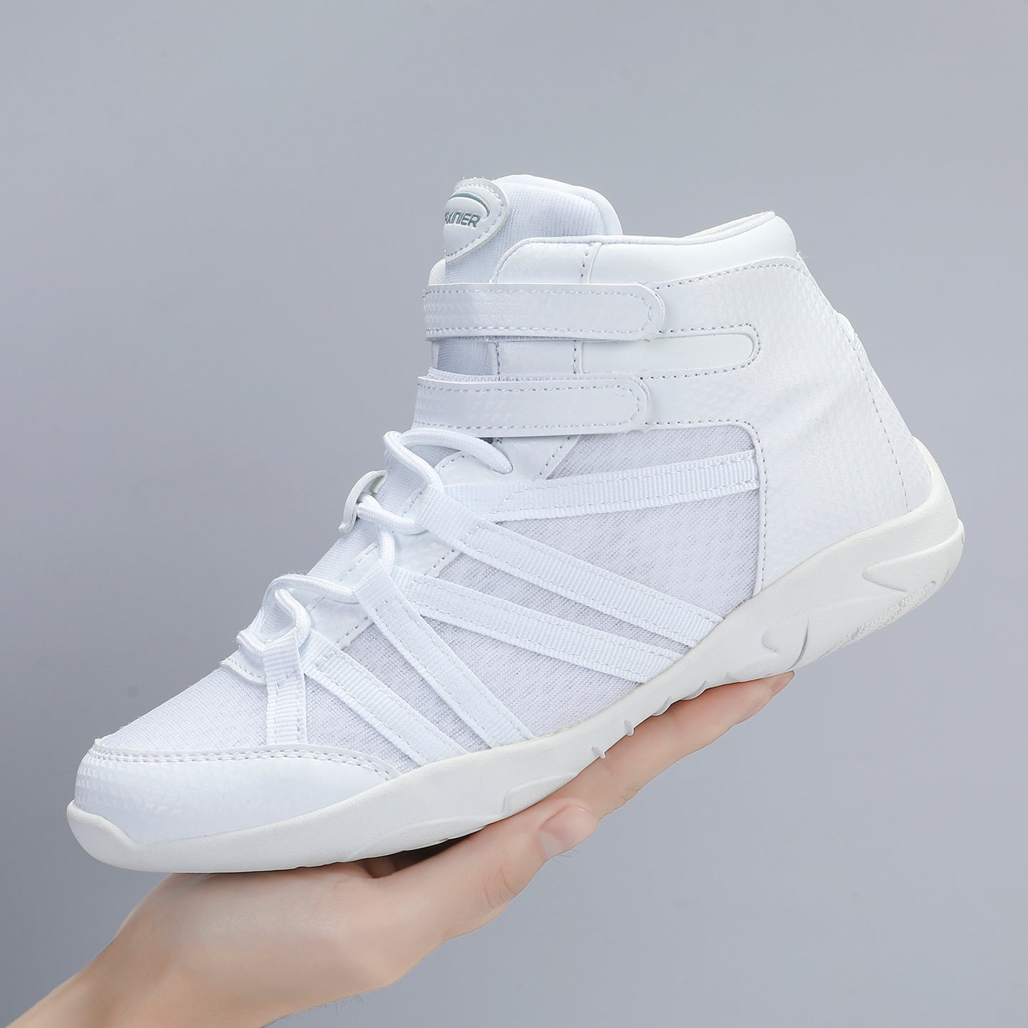 BAXINIER Meninas Branco Cano Alto Cheerleading Sapatos Leves Juventude Cheer Competição Tênis Treinamento Dança Tênis