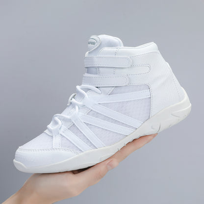 BAXINIER Meninas Branco Cano Alto Cheerleading Sapatos Leves Juventude Cheer Competição Tênis Treinamento Dança Tênis