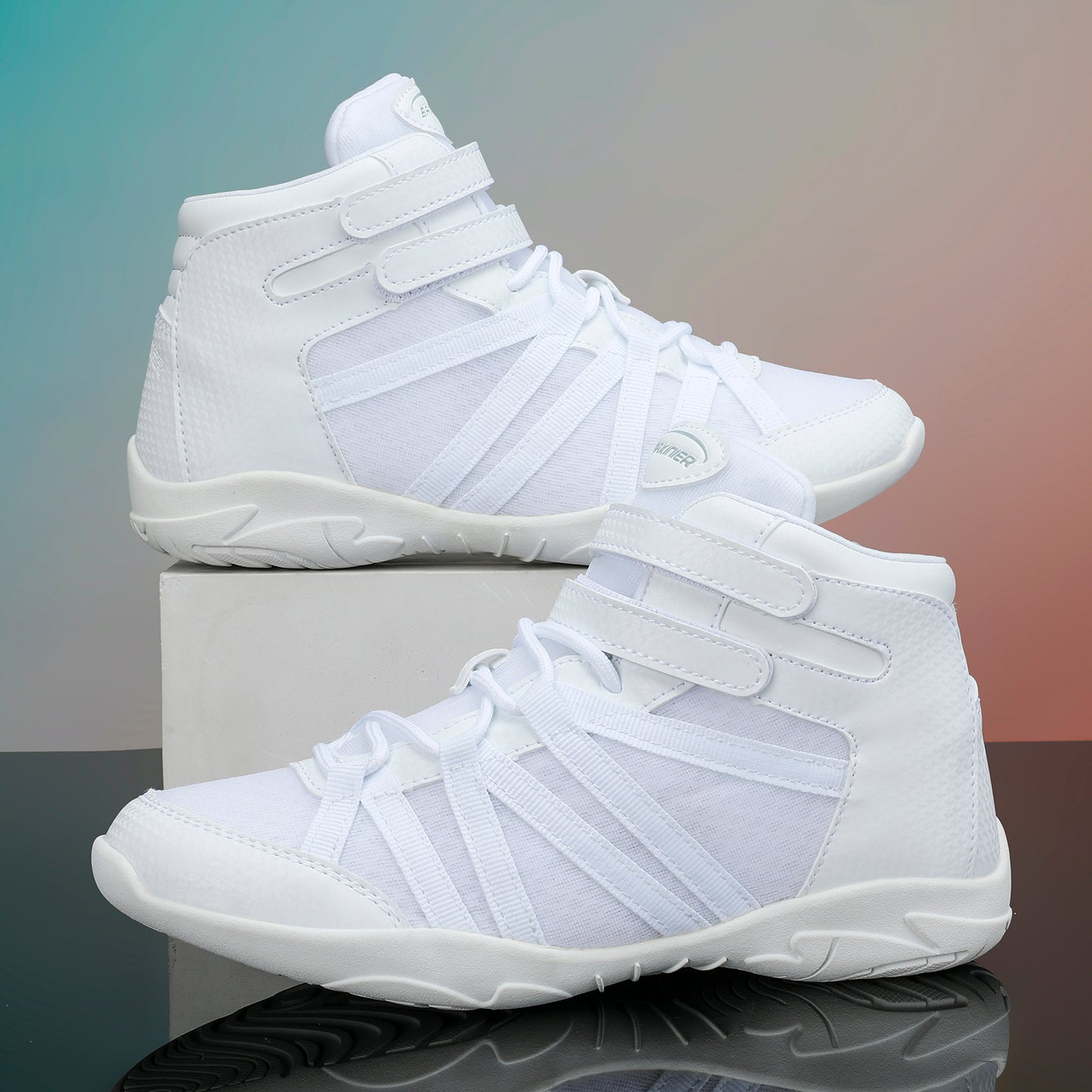 BAXINIER Meninas Branco Cano Alto Cheerleading Sapatos Leves Juventude Cheer Competição Tênis Treinamento Dança Tênis