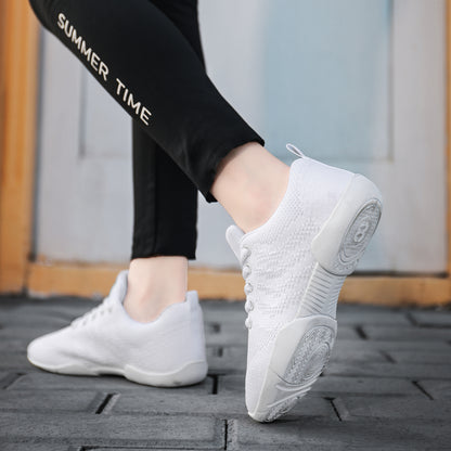 BAXINIER Meninas Branco Malha Cheerleading Dança Sapatos Respirável Juventude Performance Cheer Tênis