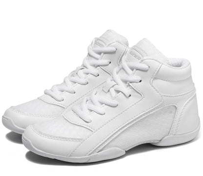 BAXINIER Meninas Cano Alto Branco Sapatos de Líder de Torcida Leves Jovens Mulheres Tênis de Dança de Torcida