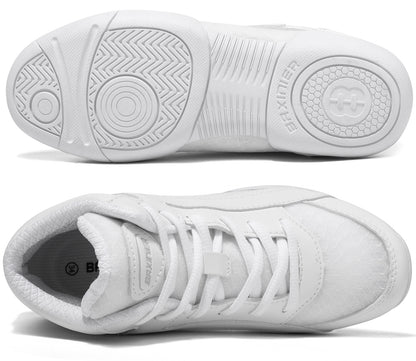 BAXINIER Meninas Cano Alto Branco Sapatos de Líder de Torcida Leves Jovens Mulheres Tênis de Dança de Torcida