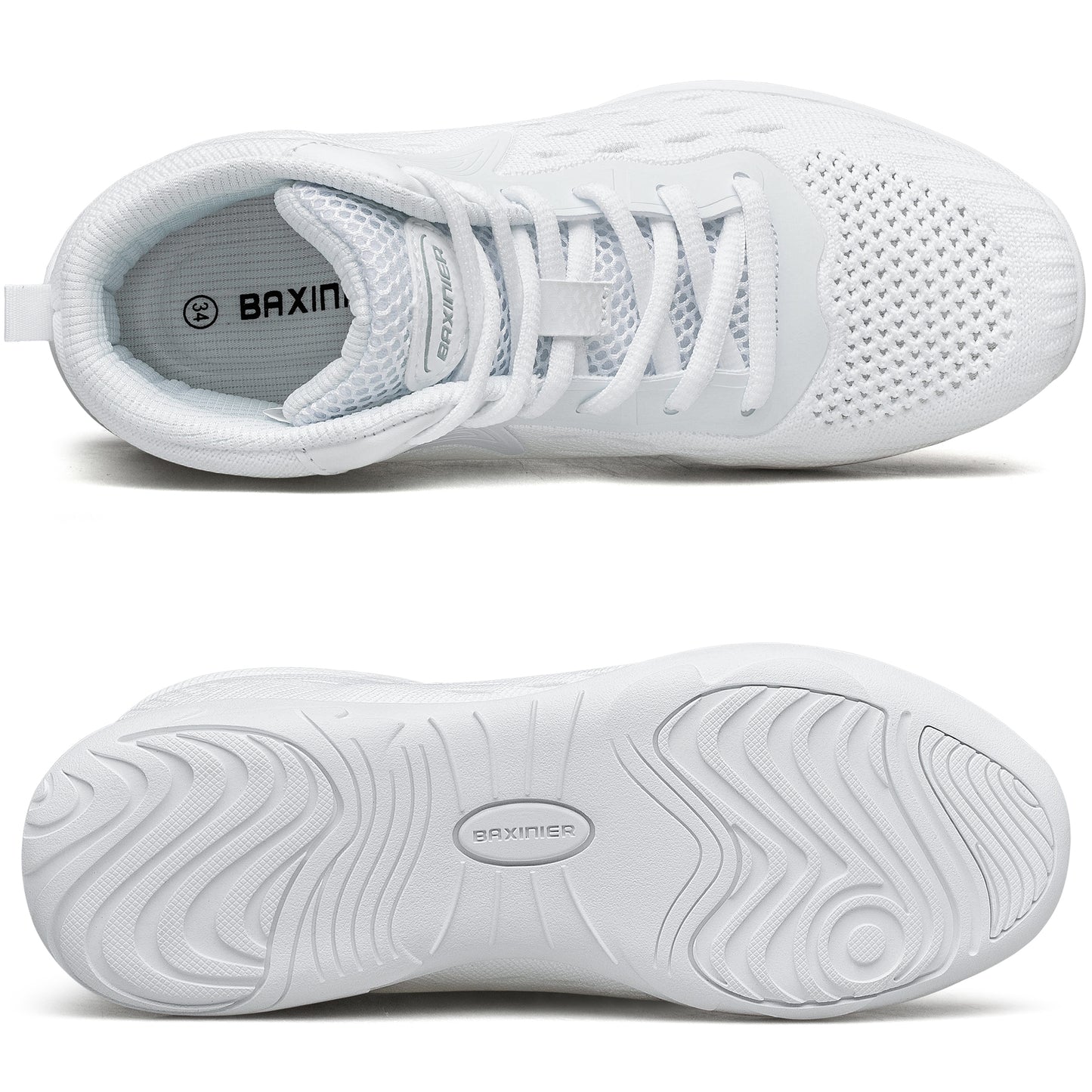 BAXINIER Sapatos de cano alto brancos para torcida, calçados leves para meninas, tênis de dança